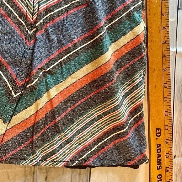 Free People Retro Chevron Stripe Mini Skirt Bohemian Linen Blend size 2 - Picture 4 of 5